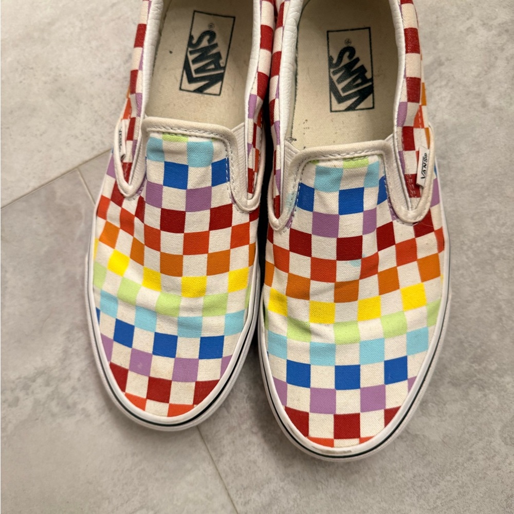 Vans Rainbow Checkered Slip-On Sneakers